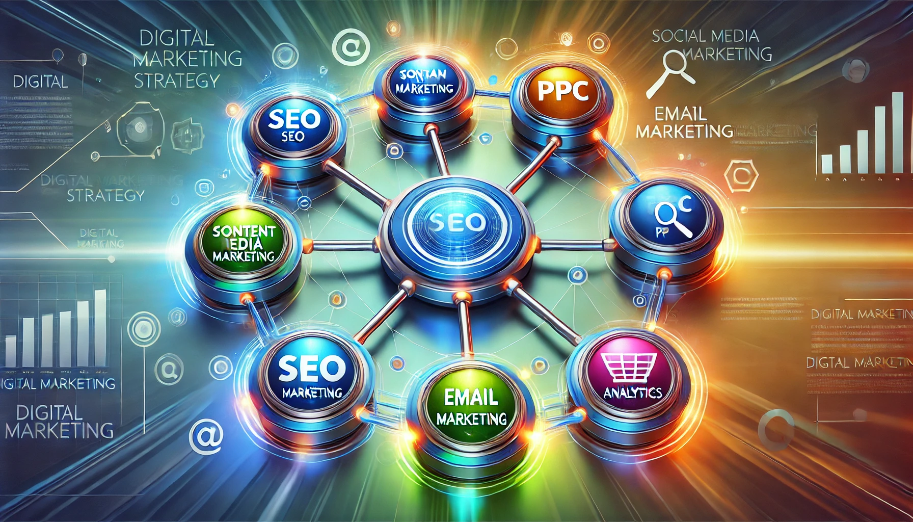 professional and visually engaging images representing a comprehensive marketing strategy.